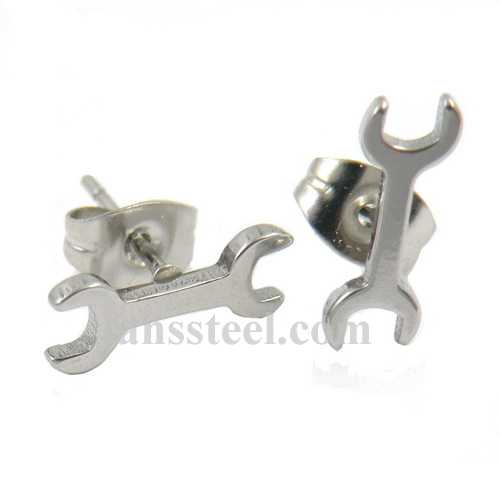 FSE00W55 spanner wrench biker earring stud - Click Image to Close